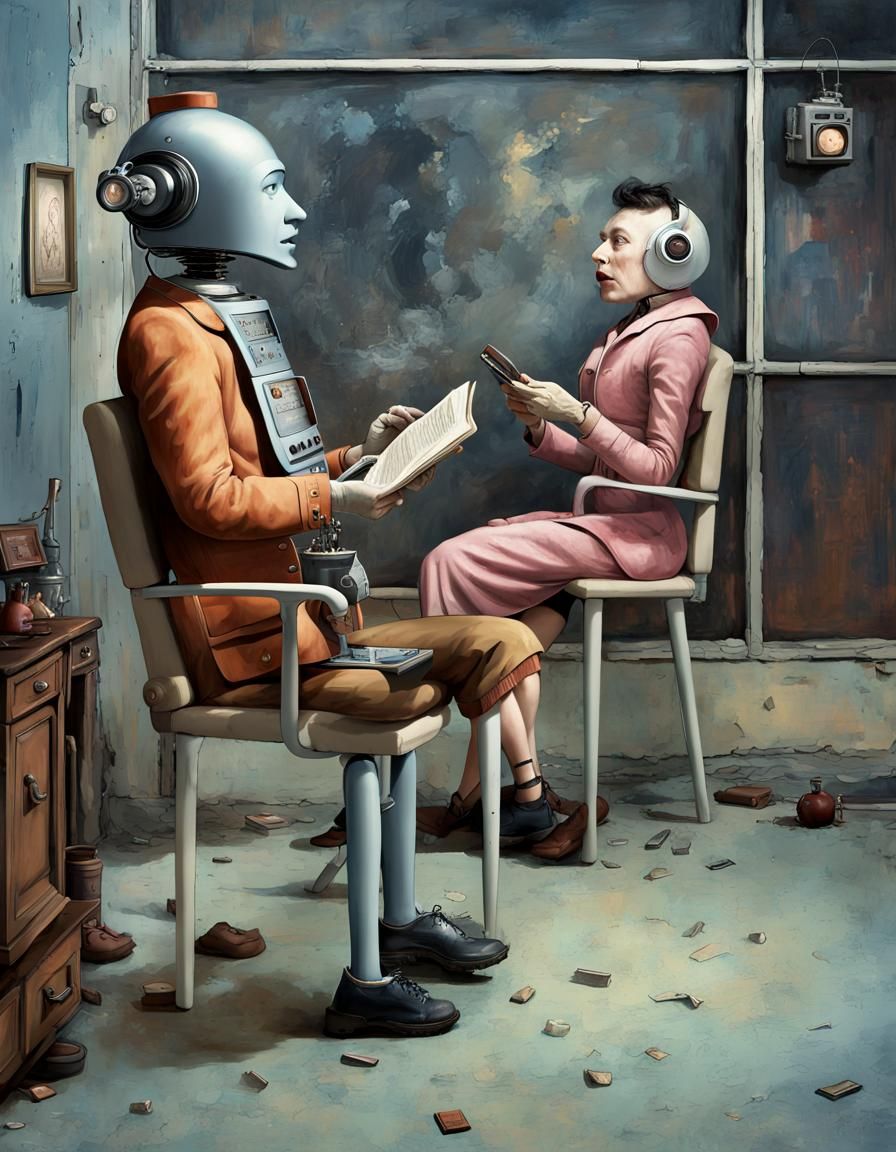 Surreal Robot Flock in Dreamlike Stop-Motion Style