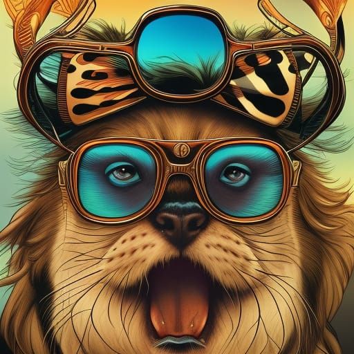 Well-Dressed Animal in Eyewear, Comic Book Style