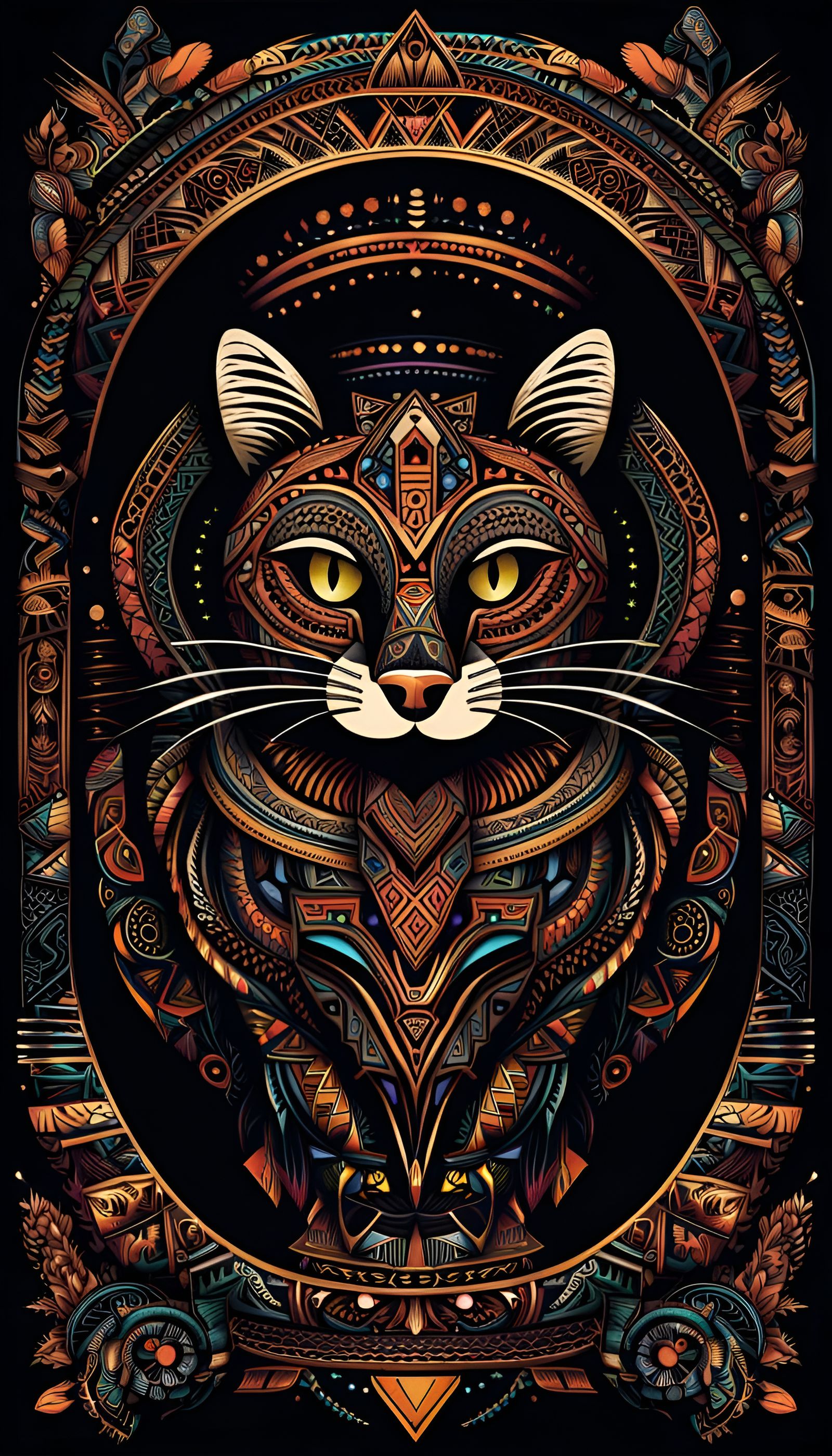 Tribal Cat Spirit Animal T-Shirt Design