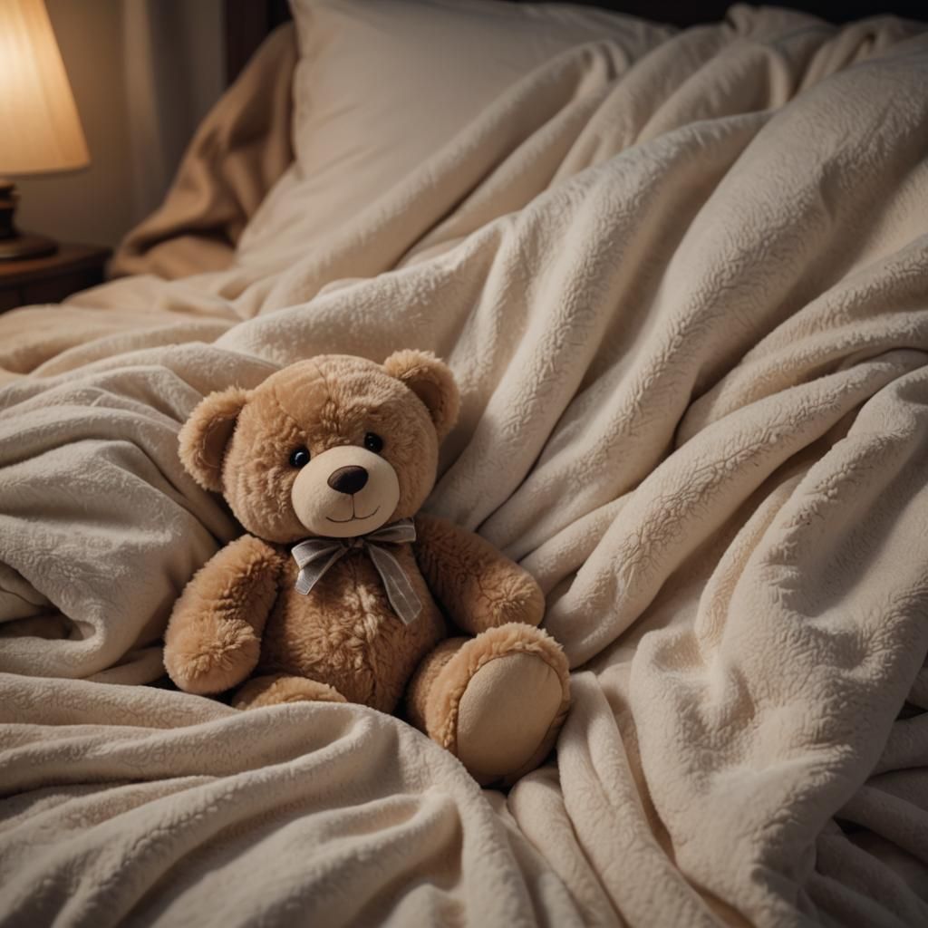 Cozy Bedtime Scene: Teddy Bear and Storybook
