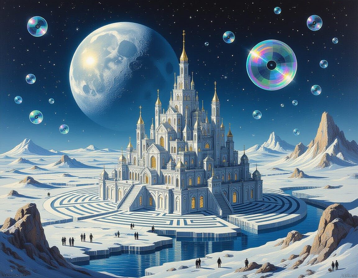 Enchanted Silver City on Moon with Time Portal