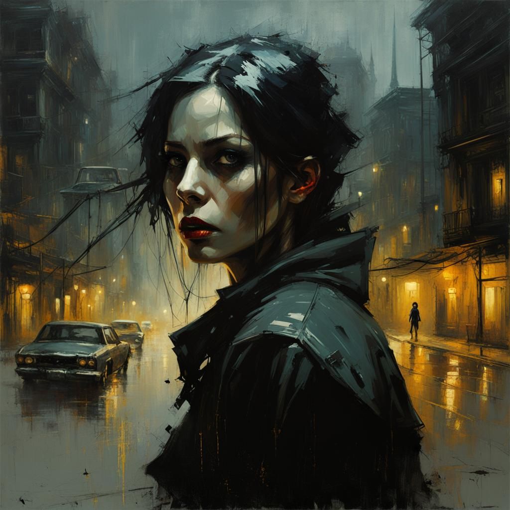 Scared Woman in Sinister Haunted City