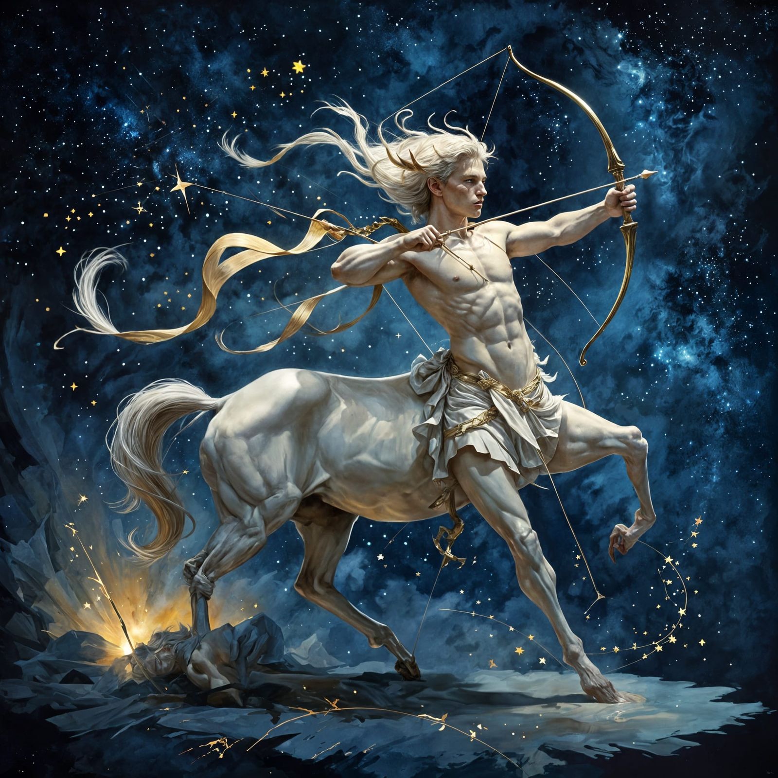 Sagittarius Centaur Archer in Atmospheric Illustration