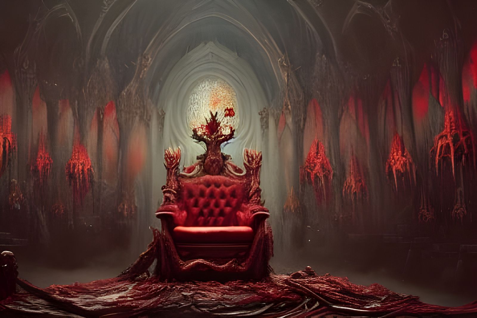 Withered King on Bone Throne: Dark Fantasy Art