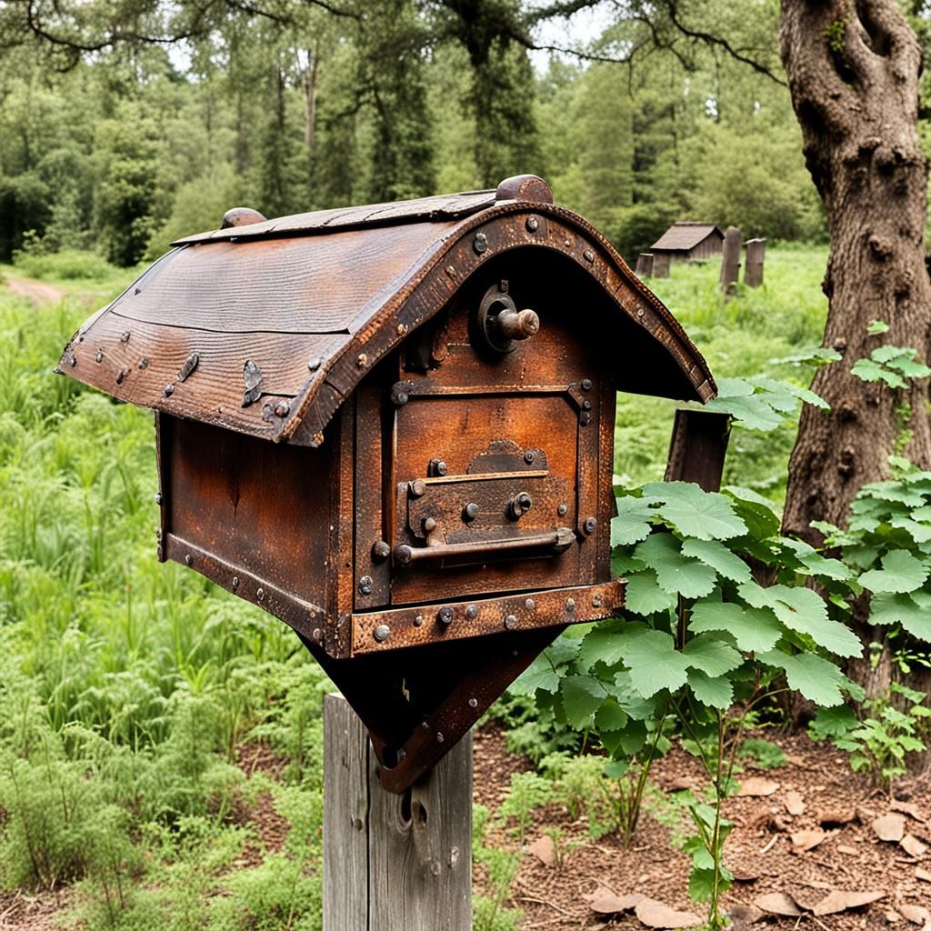 Old Rusty Mailbox with Antique Letter