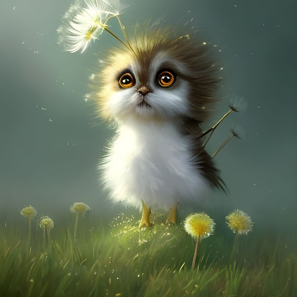 Cute Dandelion Character in Detailed Digital Art