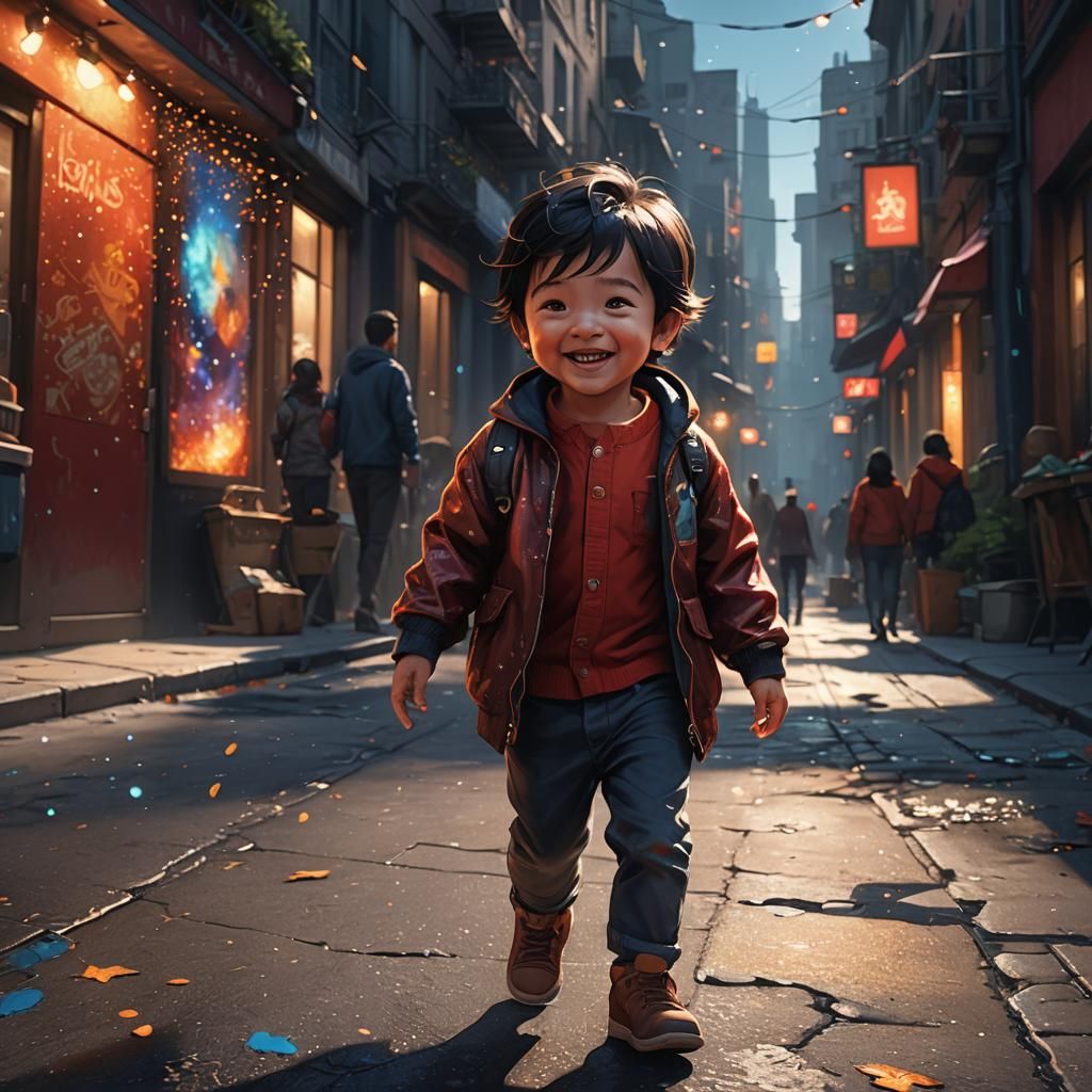 Fantasy Concept Art: Boy Walking in Sunlight