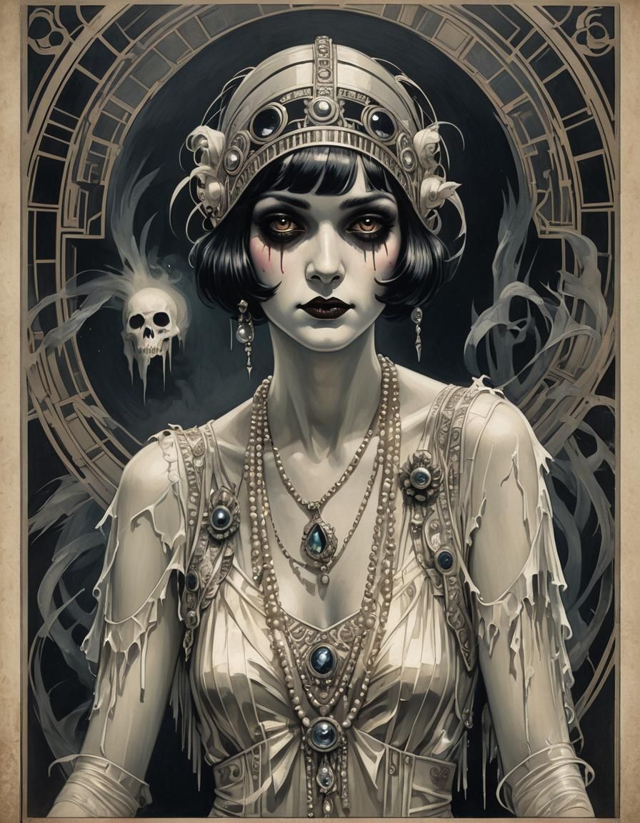 Creepy Art Deco Ghost Flapper in 1920s Style