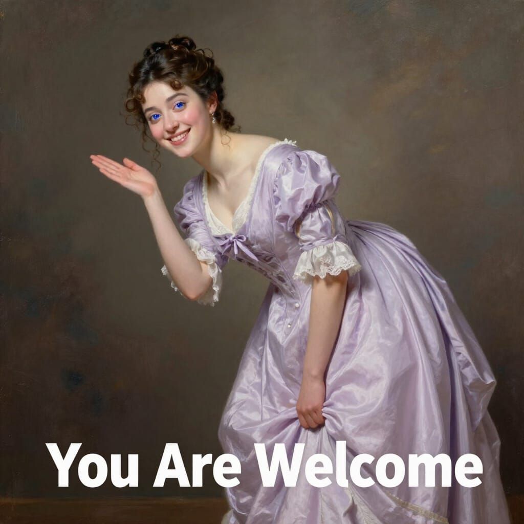 Regency Lady Curtsies in Lilac Gown