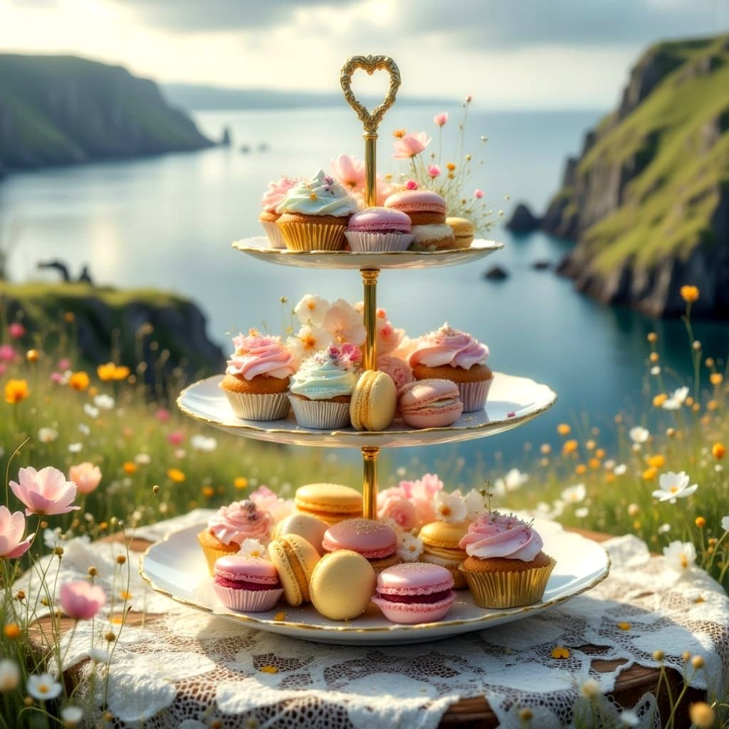 Hyperreal Close-Up of Elegant High Tea Treats