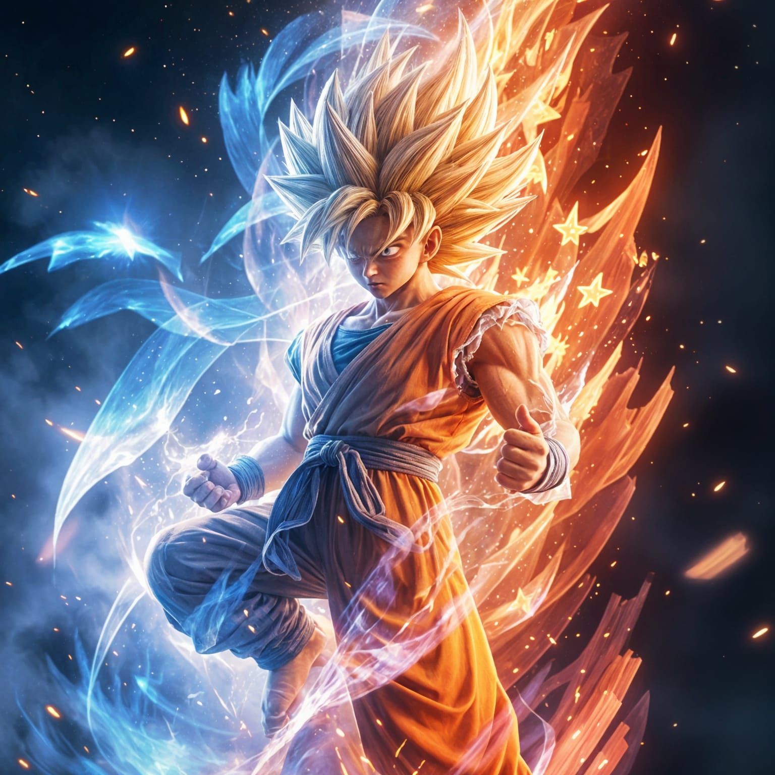 Goku Super Saiyan Transformation: Anime-Inspired 3D Art