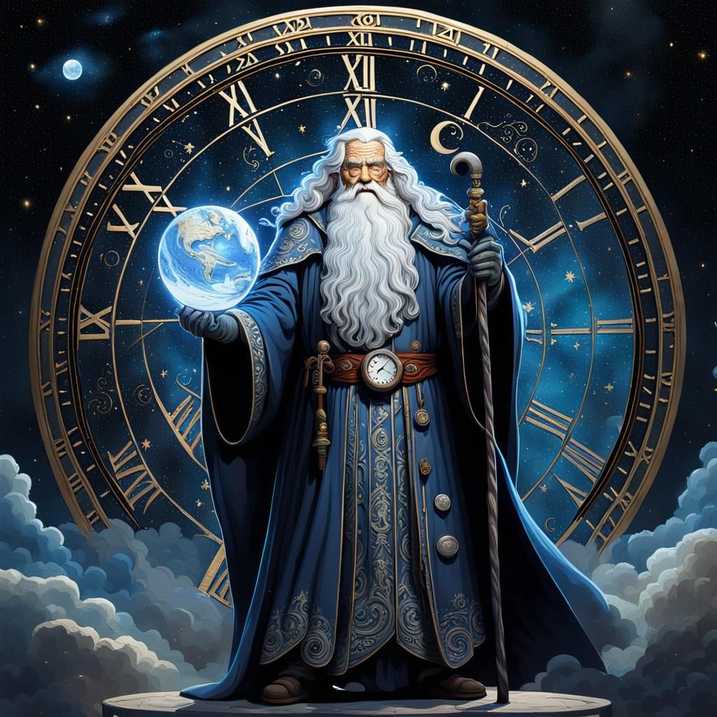Father Time Wizard in Cosmos, Rutkowski Style