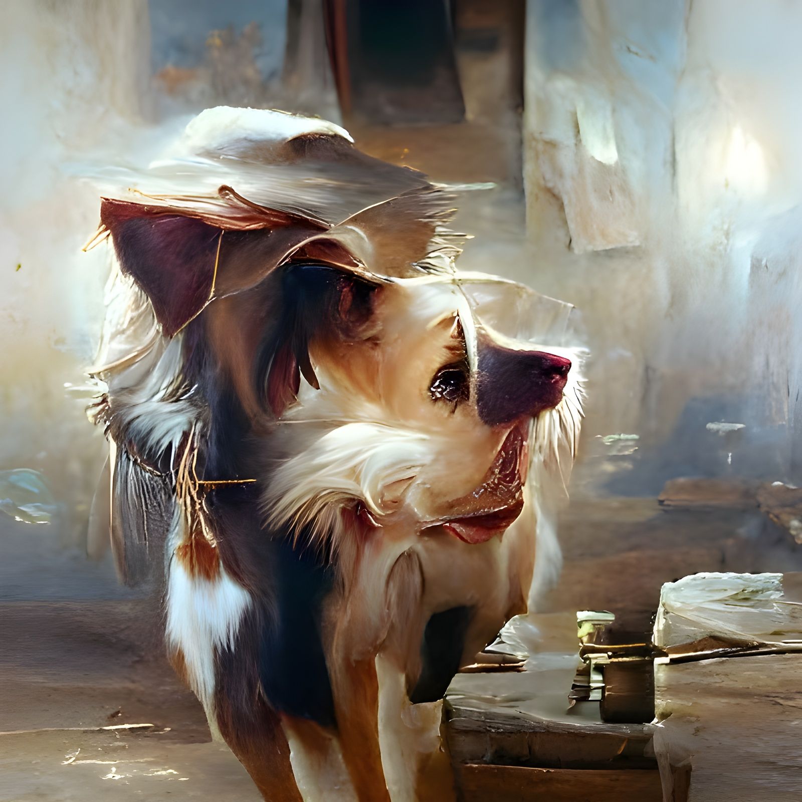 Charming Dog Portrait as Oil Painting
