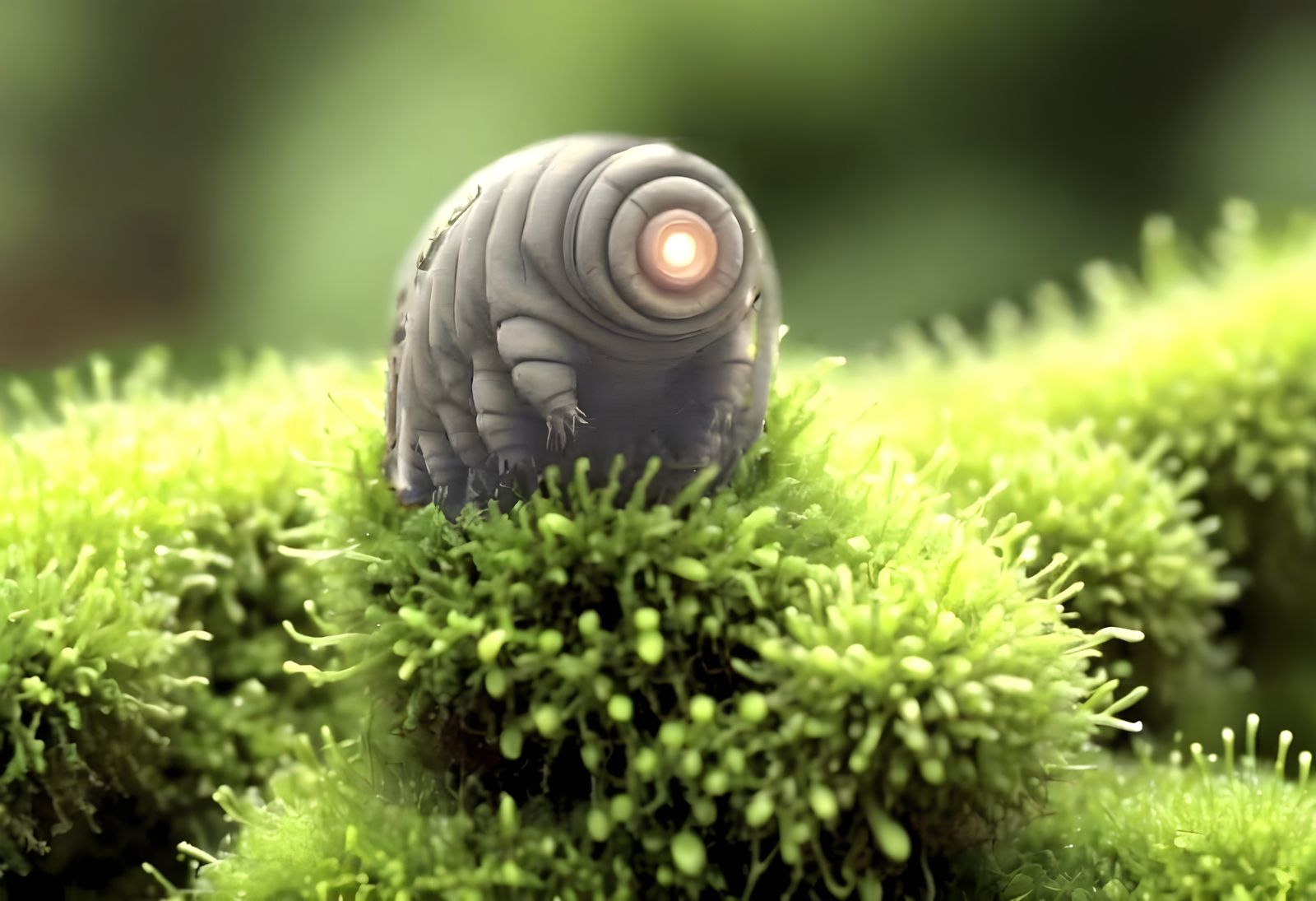 Microscopic Moss Landscape in Vibrant Green