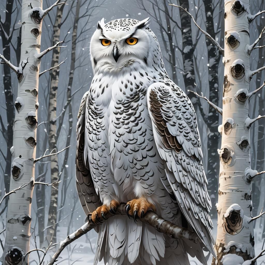 Indian Brave with Snowy Owl, Manga Style