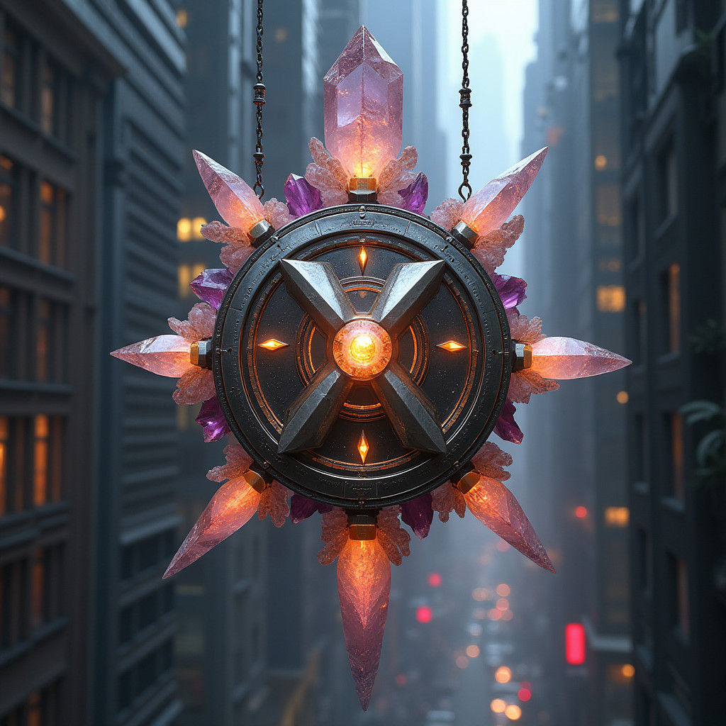 Xtramental Crystal Logo in Cyberpunk Metropolis