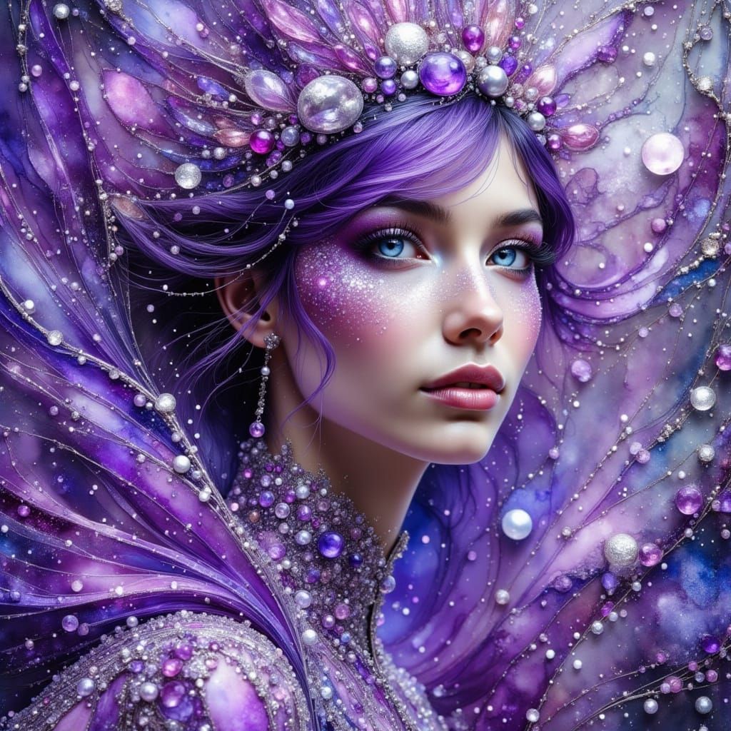 Enchanted Fantasy Maiden in Lavender Hues