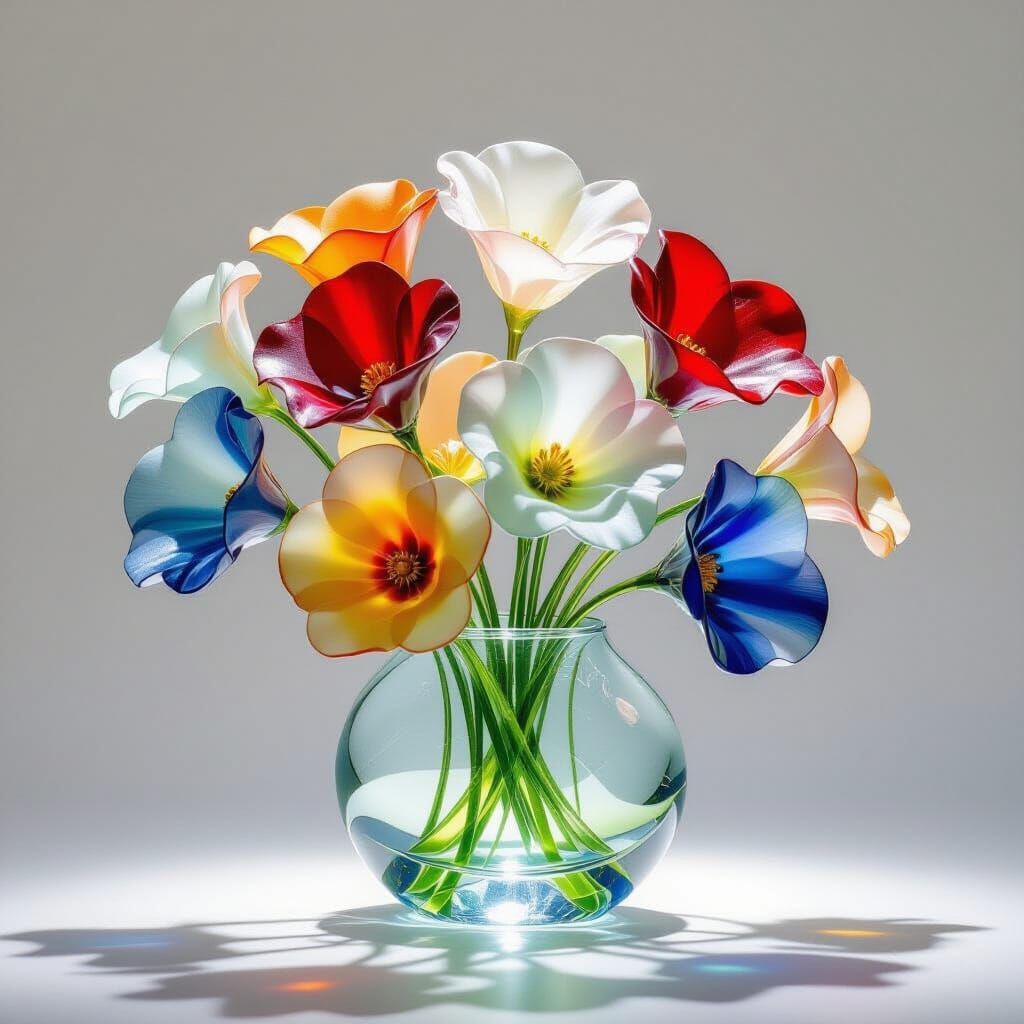 Sea Glass Flower Sculpture in Soft Light