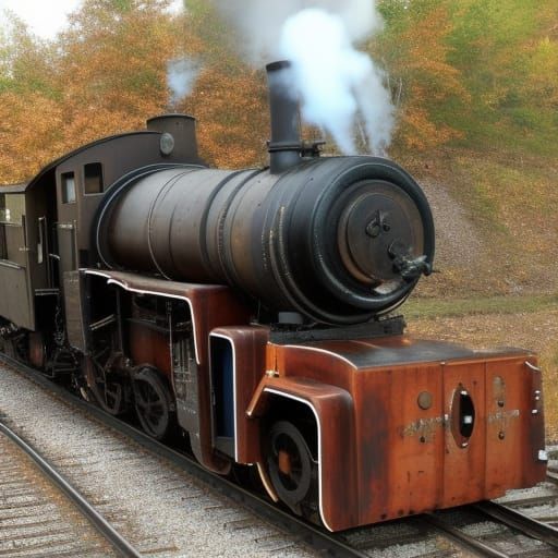 Steampunk Steel Train Engine: Vintage Steam Power