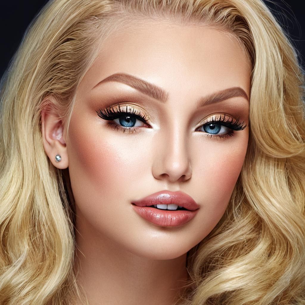 Hyperrealistic Portrait of a Blonde Model in High Fashion