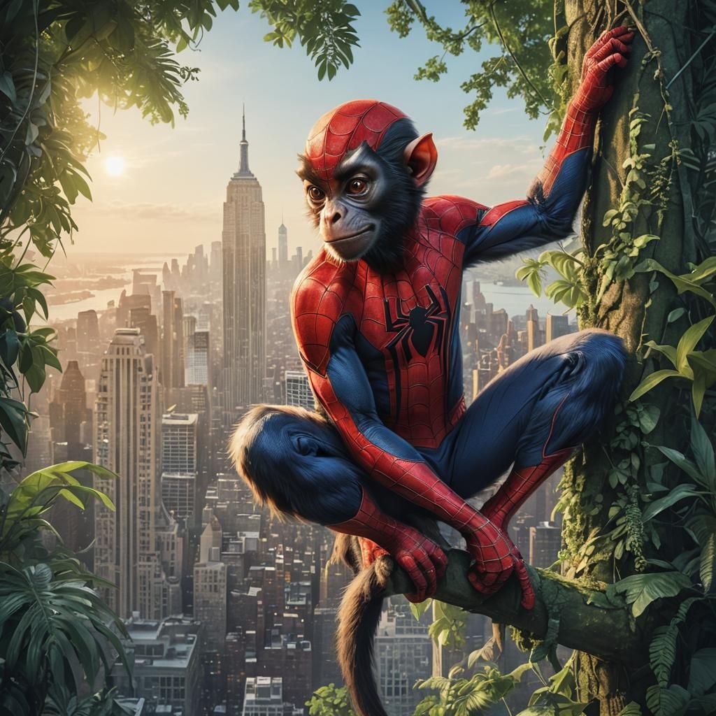 The spider monkey vs  One Eyed Raccoon