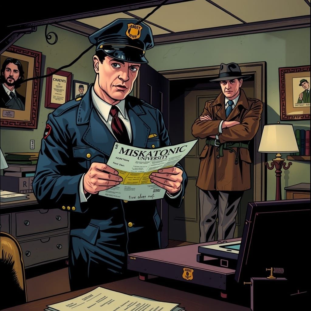 1950s Noir Detective Investigates Miskatonic Invoice