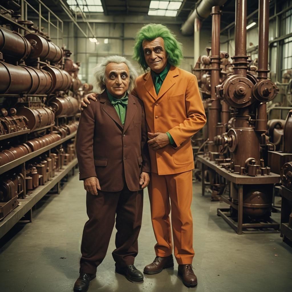 Oompa Loompa and Boy in Chocolate Factory