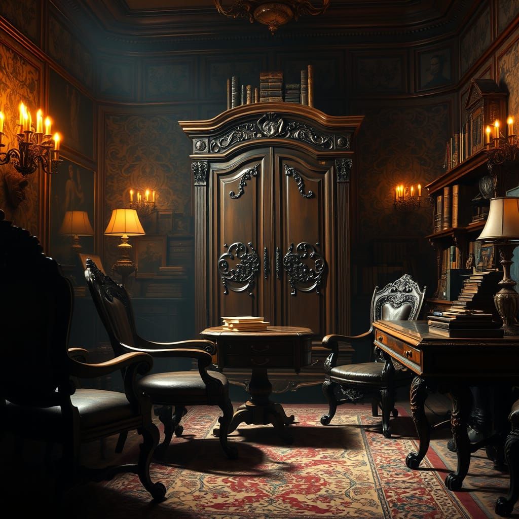 Ethereal Victorian Study Unveils Furniture's Hidden Life