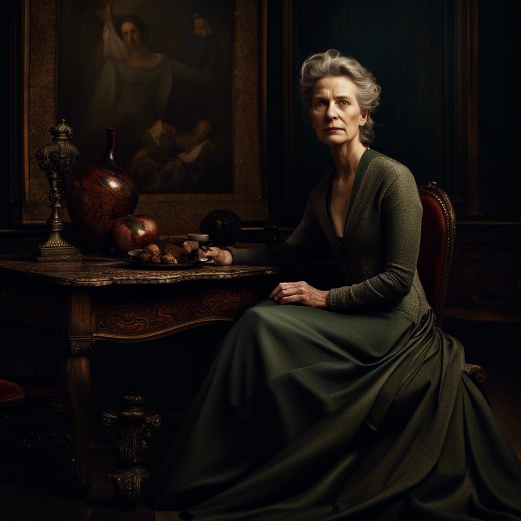 Dramatic Portrait of a Lady in Chiaroscuro Style