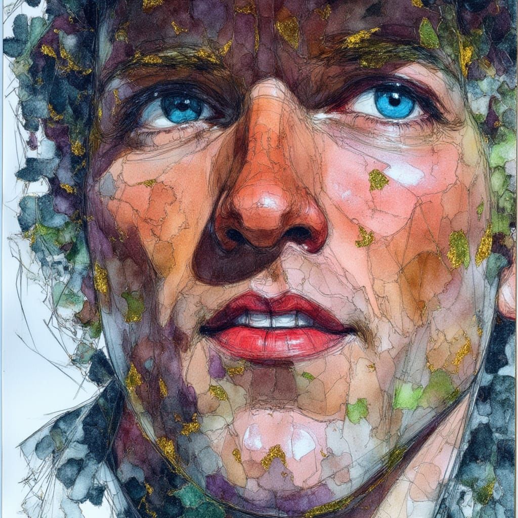 Cowboy Portrait in Color Pencil Sketch Style