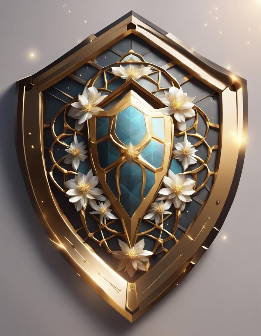Futuristic Shield Warrior with Flower of Life Crest