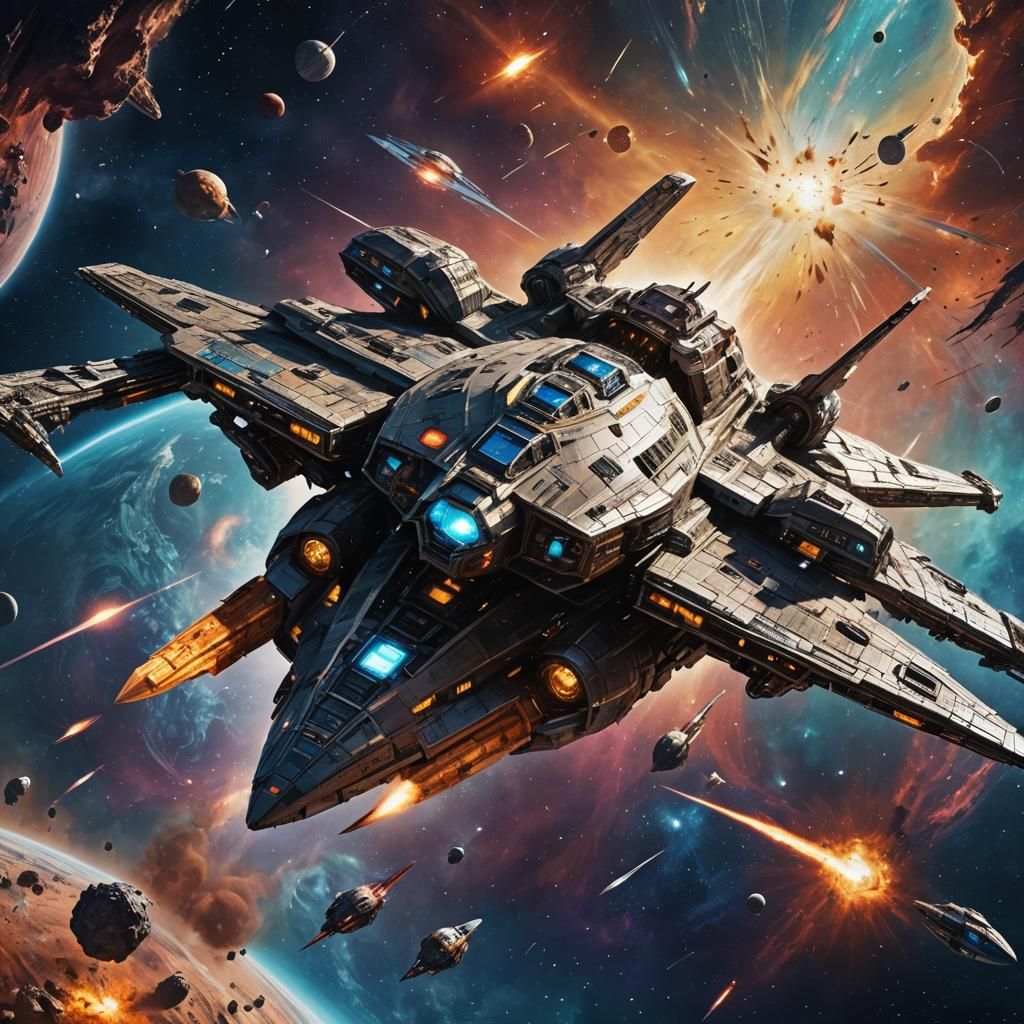 Epic Space Battle Between Good and Evil Starships