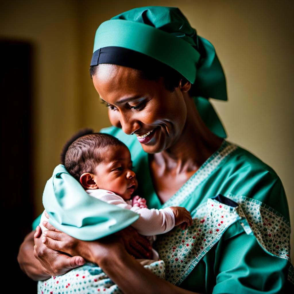 Midwife Holding Newborn Baby with Love