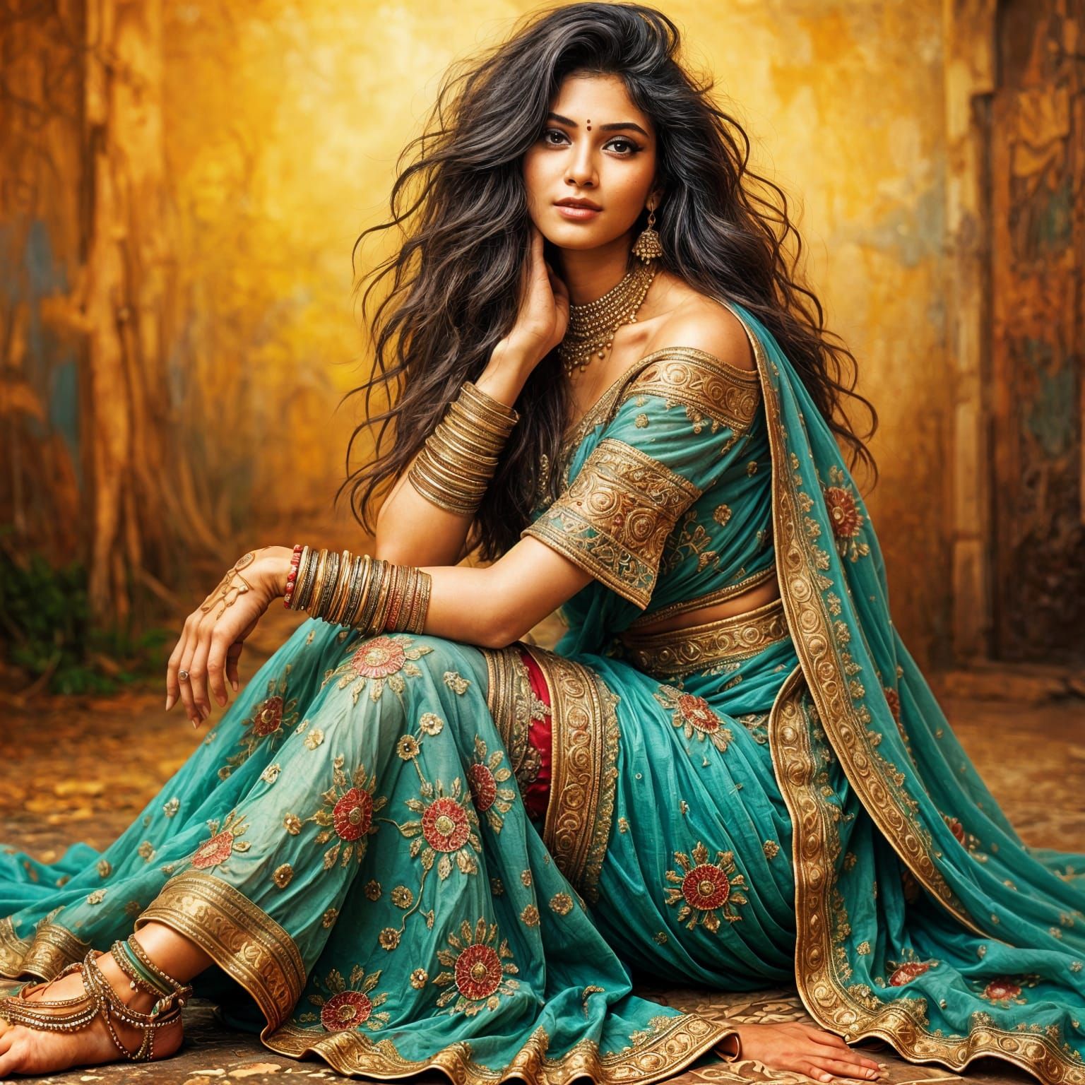 Exquisite Indian Bride in Traditional Sari