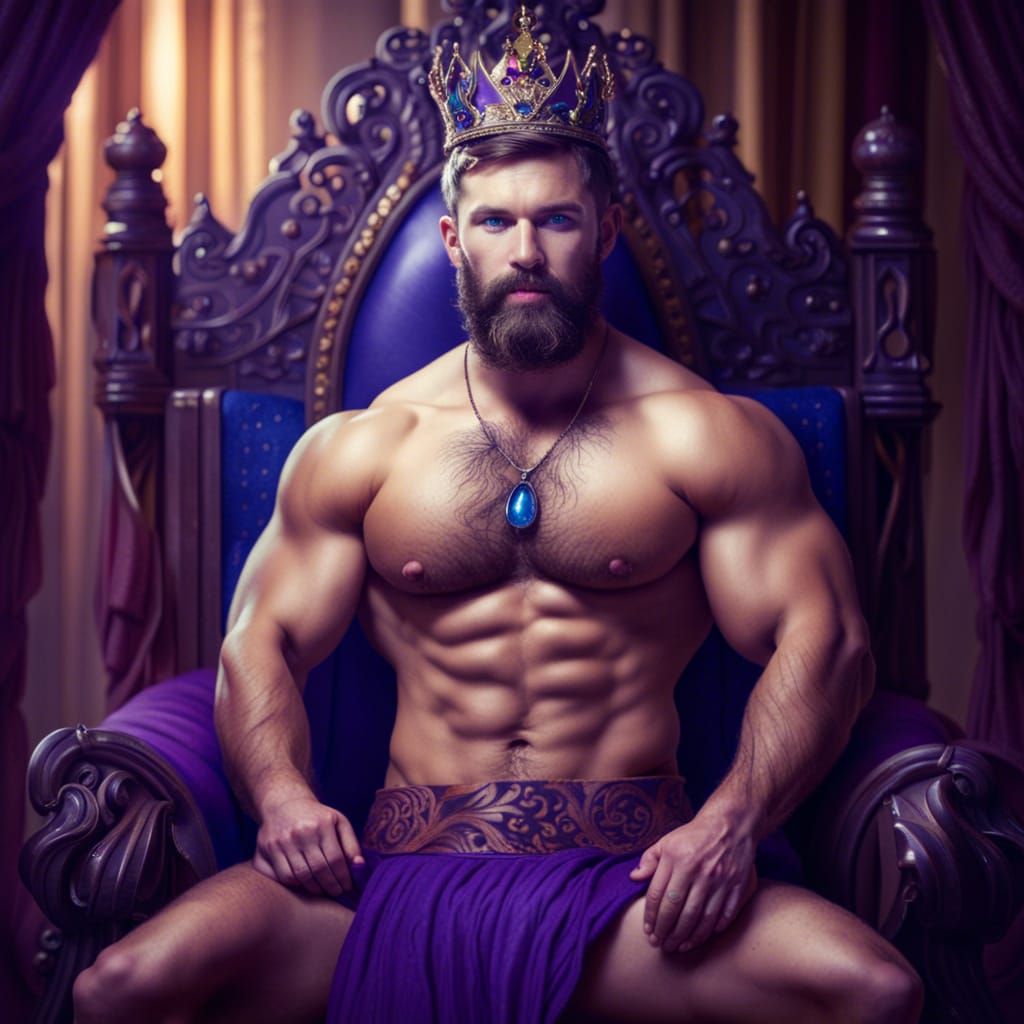 Muscular King on Throne: Professional Photography