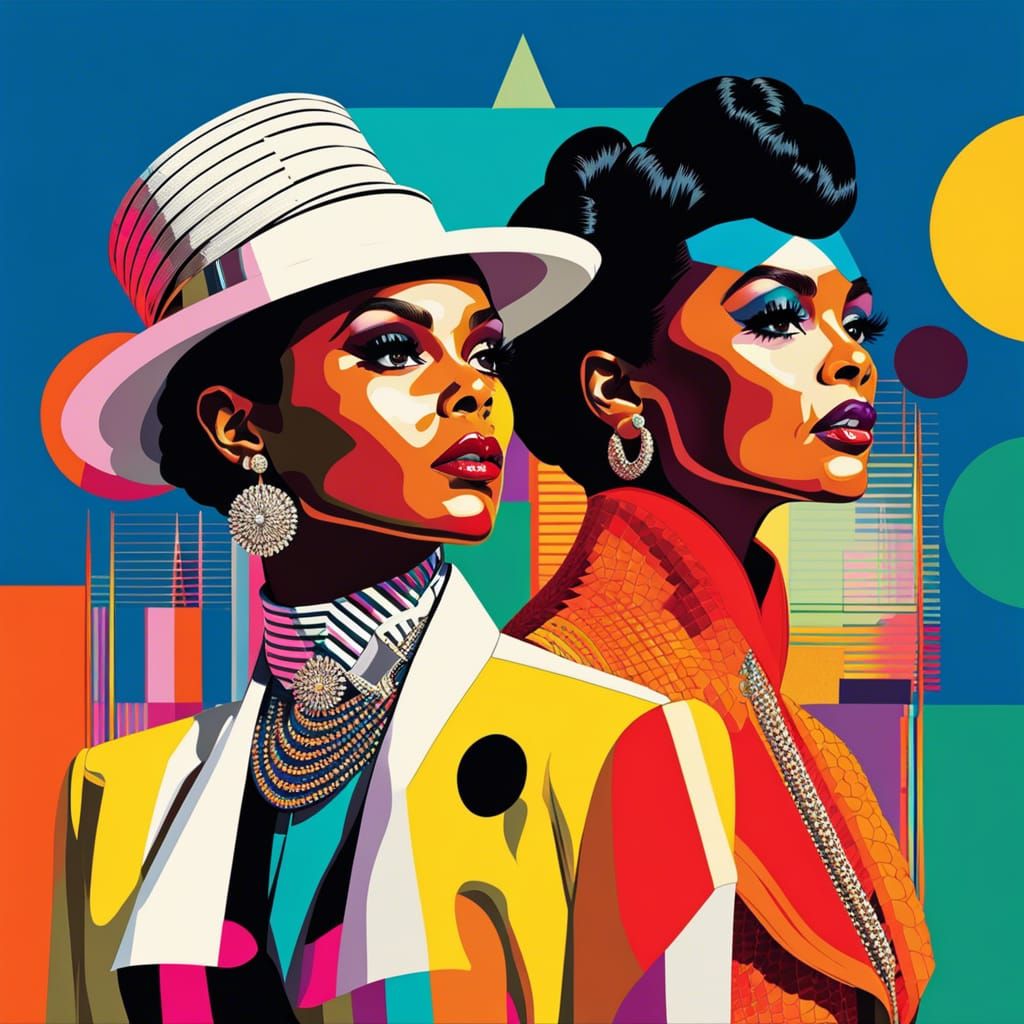 Geometric Pop Art Fashion Model in Bauhaus Style