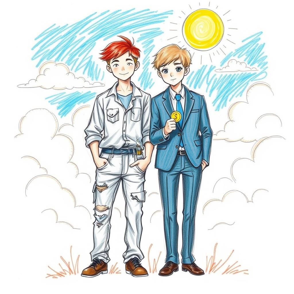 Friends from Different Social Classes in Childlike Art