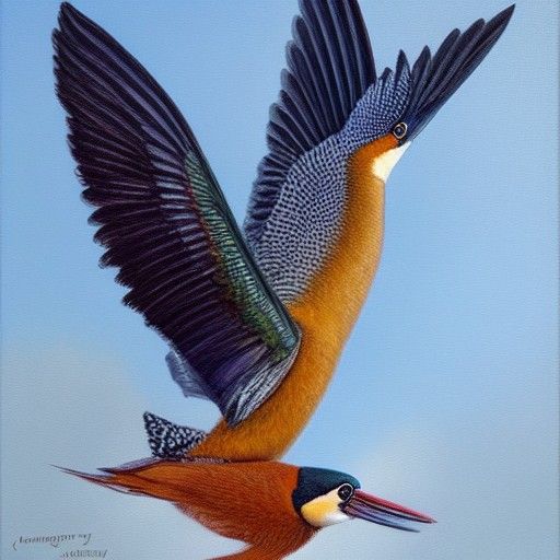Kingfisher Wings on Figure: Oil Painting