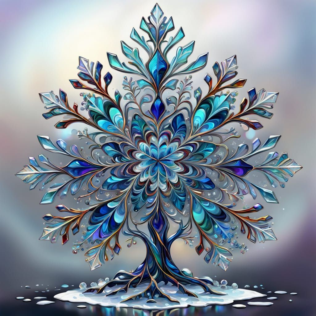 Crystal Snowflake Christmas Tree with Gemstone Ornaments