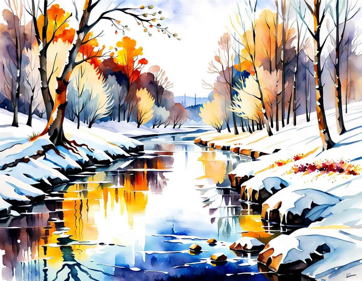 Spring Thaw Watercolour Illustration