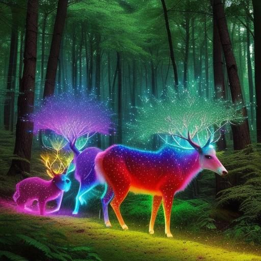 Iridescent Forest: Animals in a Sparkling Ecosystem