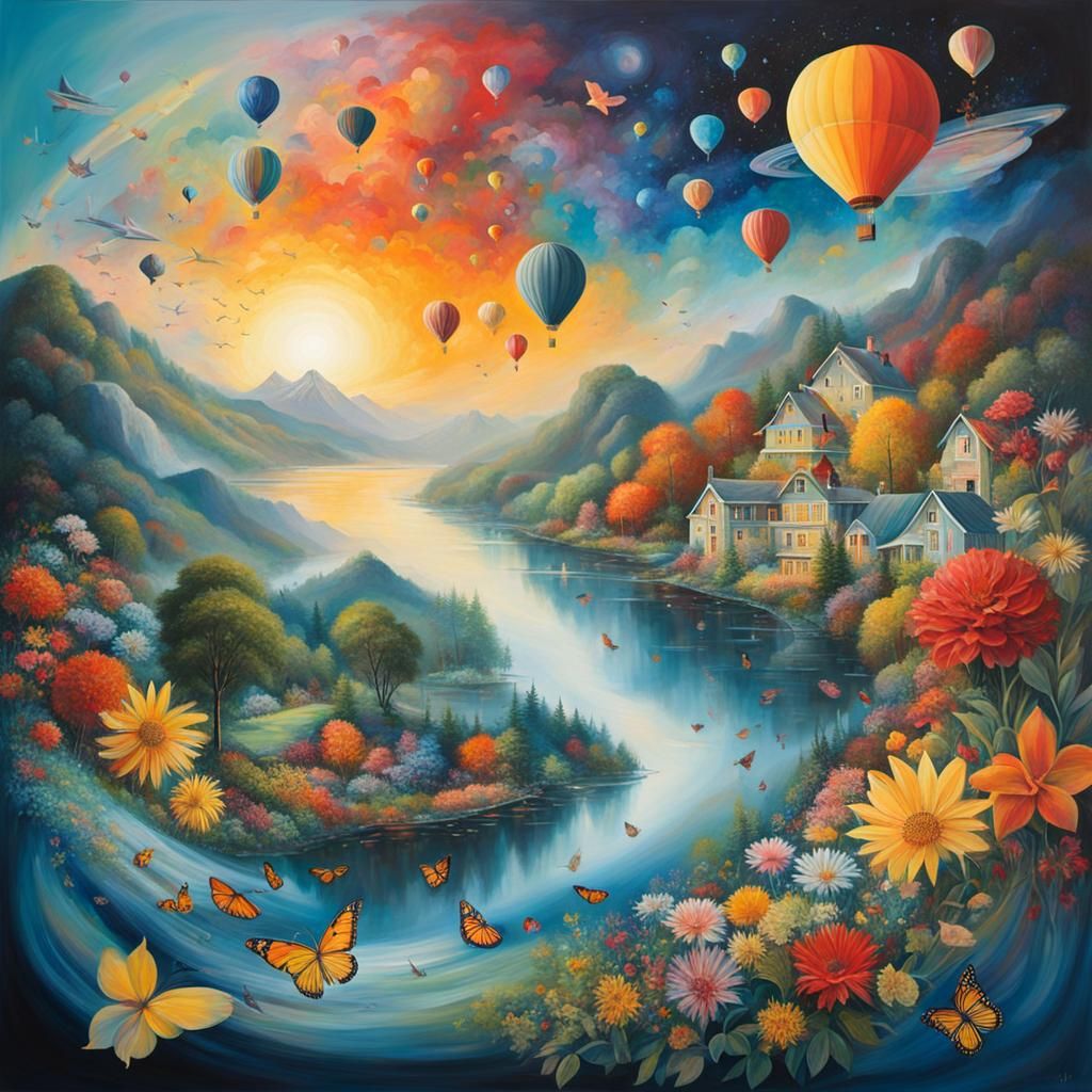 Ethereal painting of superimposed images of life and the pur...