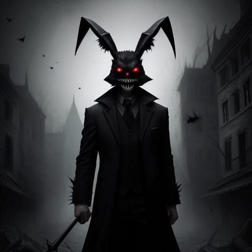 Gothic Easter Bunny in Dark, Sinister Style