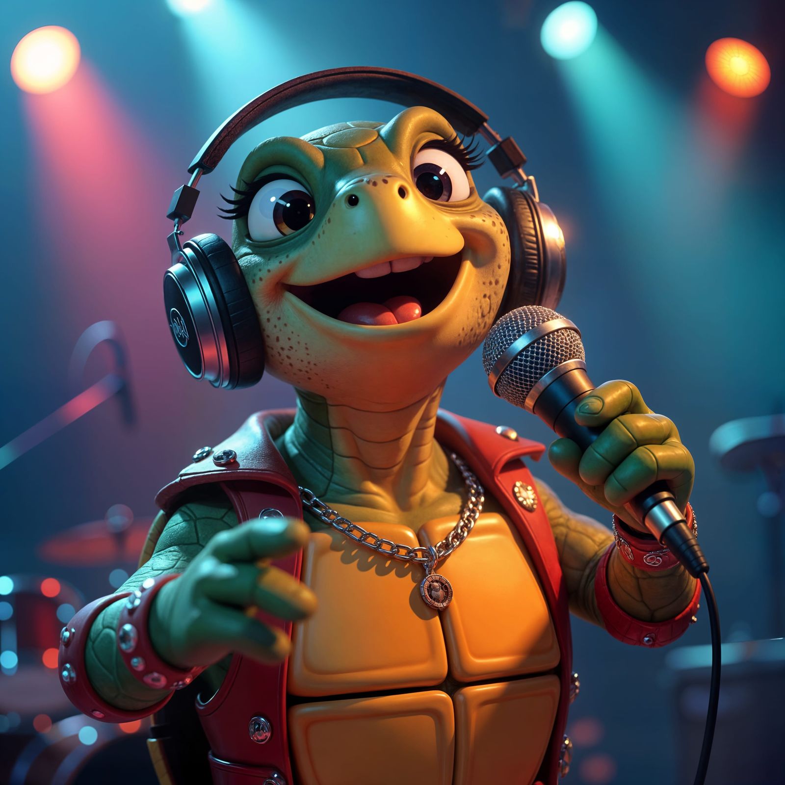 Turtle Sings: 3D Cartoon in Disney-Pixar Style