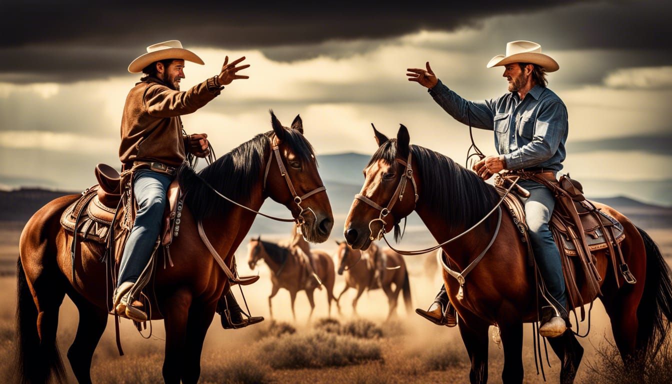 Cowboys High Fiving on the Plains in HDR