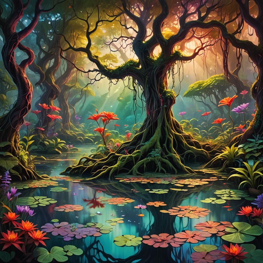Luminescent Forest: A Fantastical Matte Painting