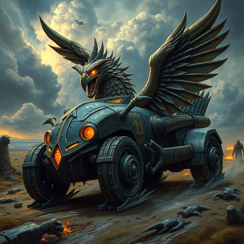 Griffin Armored Car Races Across Stormy Battlefield