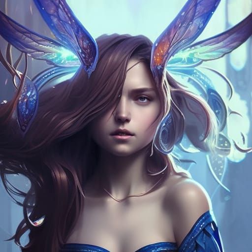 Enchanting Star Fairy Portrait in Art Nouveau Style