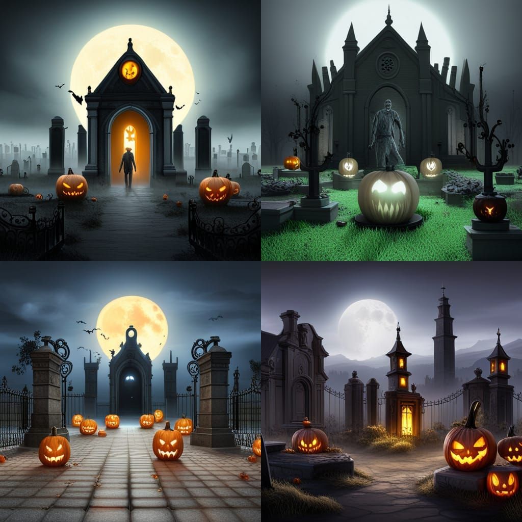 Zombie Jack-o-Lantern Graveyard Art