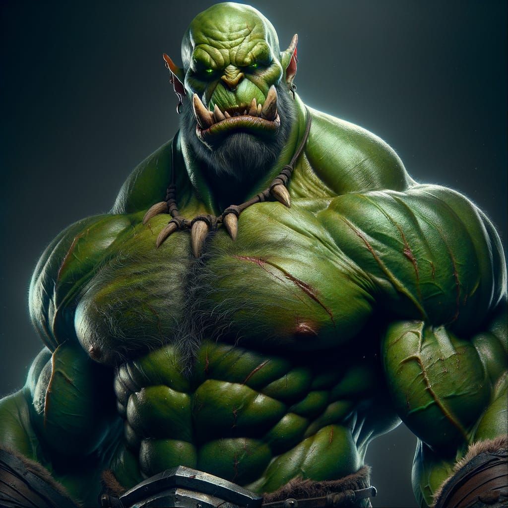 Green-Skinned Orc Barbarian Embodies Raw Vigor